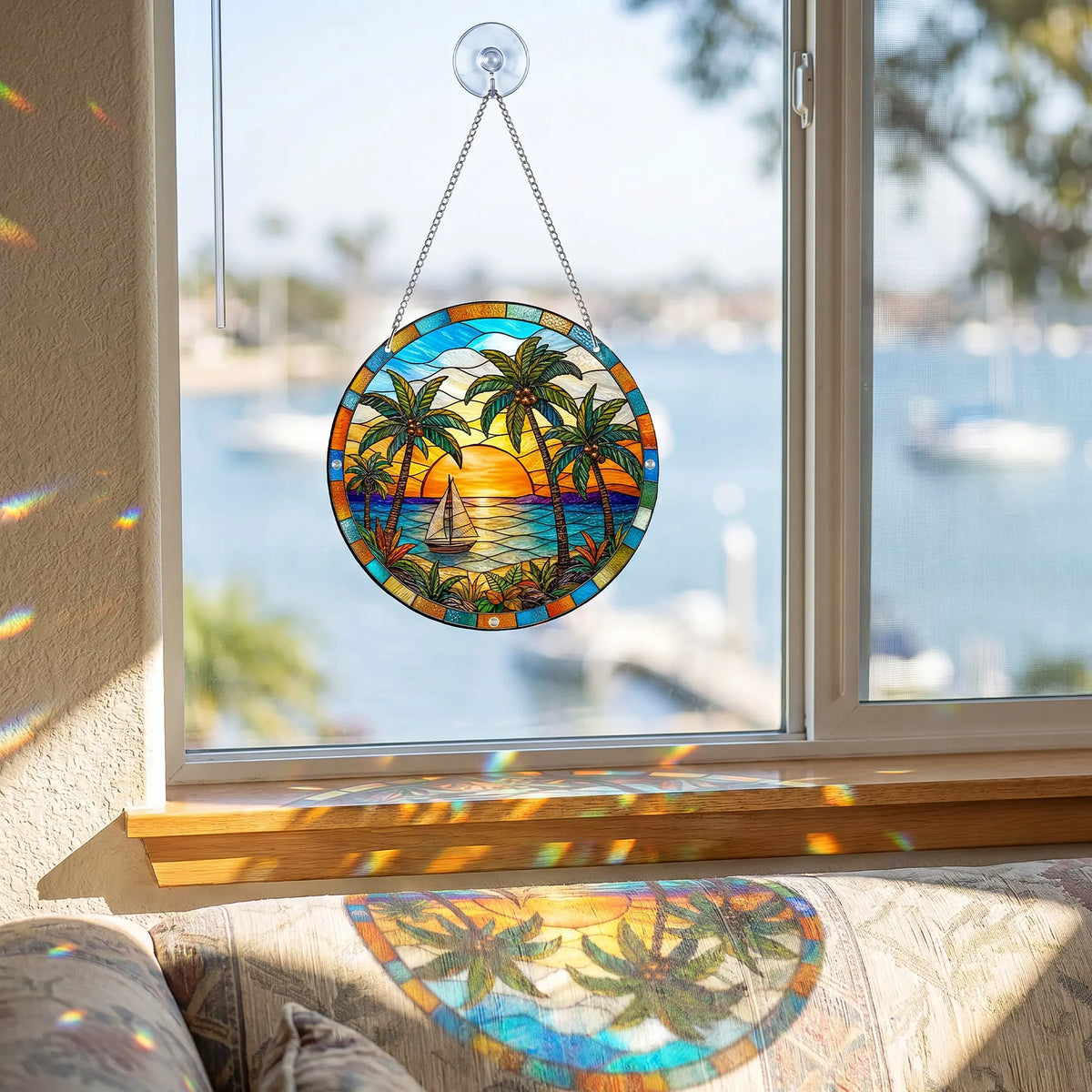 Fungzy Acrylic Jigsaw Puzzle Suncatcher - Tropical Beach Sunset